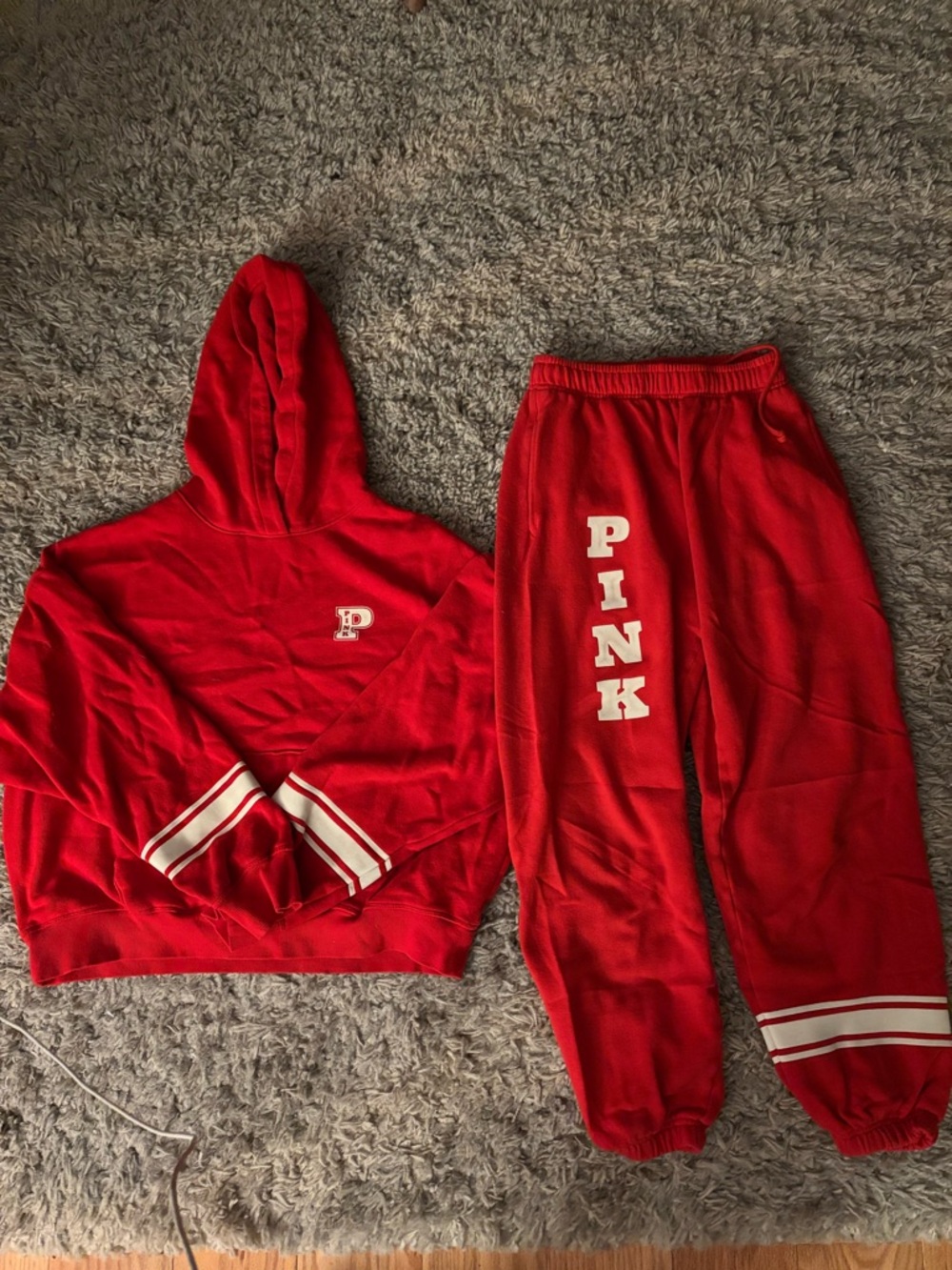 PINK Victoria's Secret women’s Red Sweatshirt & Jogger Set - P Logo
